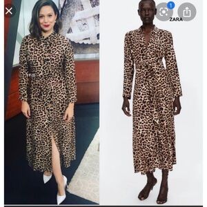 🐆Zara Leopard Belted Shirtdress 🐆